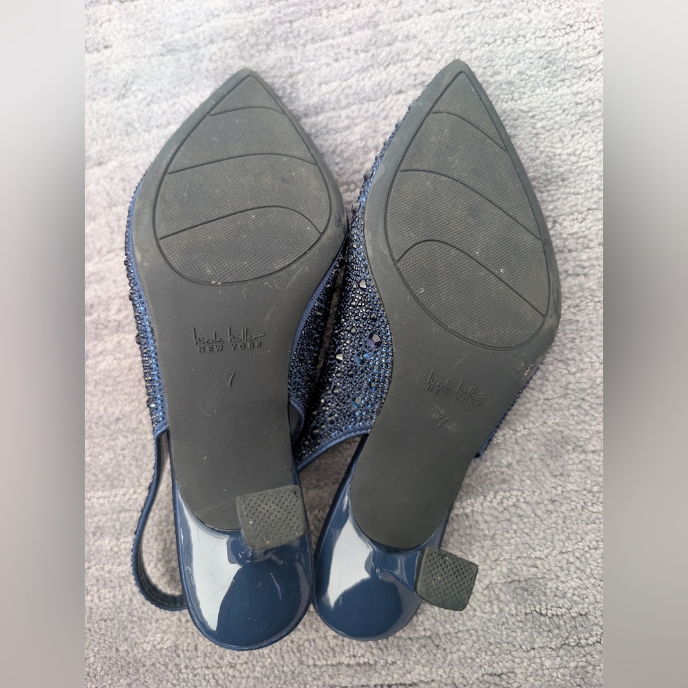 Elegant Blue Slingback Kitten Heels - Picture 4 of 4